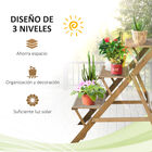 Outsunny Estantería para Plantas de Madera Soporte de Macetas con 3 Estantes Plegables en Forma Escalera para Decoración Interiores y Exteriores 101x83x88 cm Marrón, , large image number null