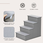 PawHut Escalera para Perros de 4 Peldaños Escalera para Mascotas Escalones para Perros Gatos con Acolchados Desmontables Carga 30 kg para Cama Sofá 40x59x54,2 cm Gris, , large image number null