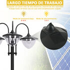 Outsunny Farol Solar de Jardín con 18 Luces LED Blanca Fría 6000K Impermeable IP44 Sensor de Noche y Base de Maceta Farola de Exterior para Camino Terraza Patio 60x55x189 cm Negro, , large image number null