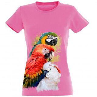 Camiseta Mujer Loros y Cacatúa color Rosa