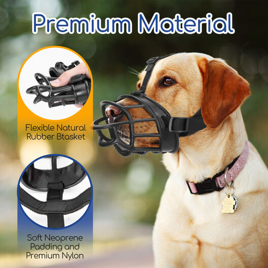 Nobleza-Bozal para Perros,Evita morder Masticar y ladrar, Permite Beber y jadear,Adecuado para Perros Pequeños, Medianos y Grandes，Correas Ajustables（M,Negro）, , large image number null