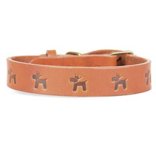 Collar de cuero premium clasic para perros color marrón