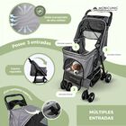 Carrito para perros Plegable Mobiclinic Ruedas con freno y 360º 3 accesos Con toldo Cesta almacenaje y portavasos Gris, , large image number null