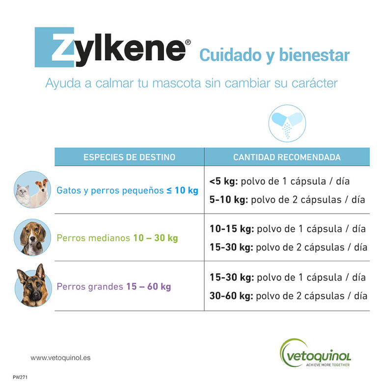 Vetoquinol Zylkene suplemento natural calmante en cápsulas para perros y gatos, , large image number null