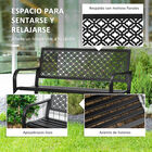 Outsunny Banco de Jardín de Acero Banco Exterior de 2 Plazas con Respaldo Decorativo Estampado para Terraza Balcón Patio Carga 240 kg 127x63x83 cm Negro, , large image number null