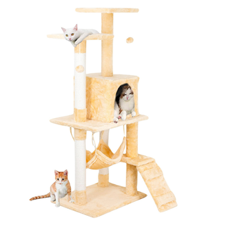 Edipets árbol rascador 4 niveles con hamaca beige para gatos