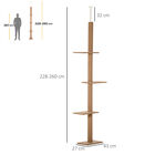 PawHut Árbol para Gatos del Suelo al Techo 43x27x228-260 cm Torre para Gatos con Altura Ajustable 4 Plataformas Espaciosas y Poste de Sisal Marrón, , large image number null