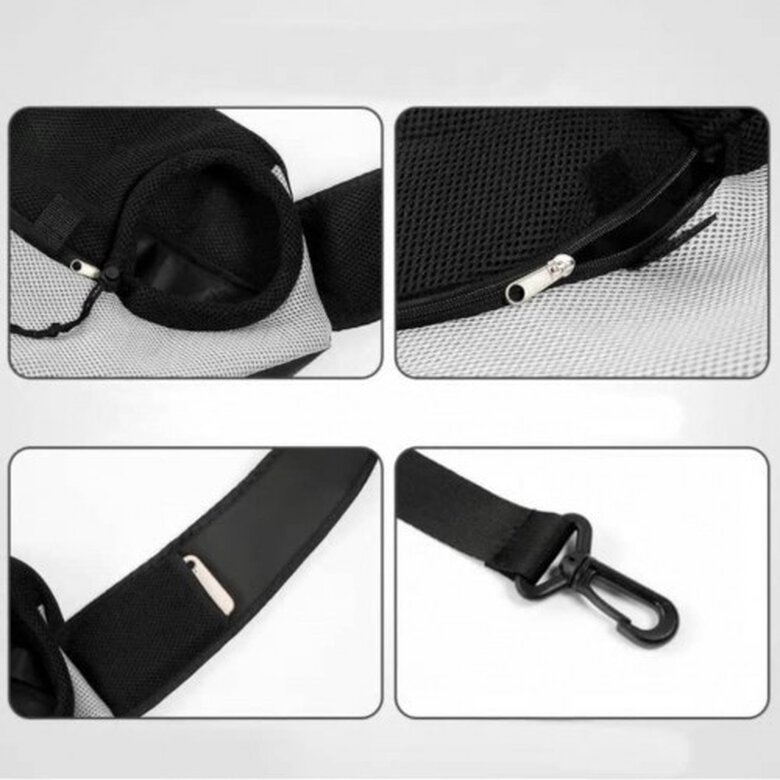 Bolso bandolera para perro y gato color Negro y Gris, , large image number null