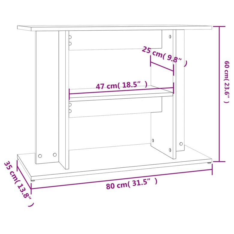 vidaXL Soporte para acuario madera ingeniería gris hormigón 80x35x60cm, , large image number null