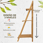 Outsunny Estantería para Plantas de 3 Niveles de Bambú Soporte para Flores Plegable Estantería para Macetas para Interiores y Exteriores 98x37x96,5 cm Natural, , large image number null