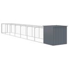 vidaXL Gallinero con corral acero galvanizado gris para gallina, , large image number null