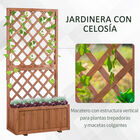 Outsunny Jardinera con Enrejado de Madera Maciza Macetero de Jardín con Soporte para Trepadora para Cultivo de Plantas Flores 72,5x31,5x149,5 cm Natural, , large image number null