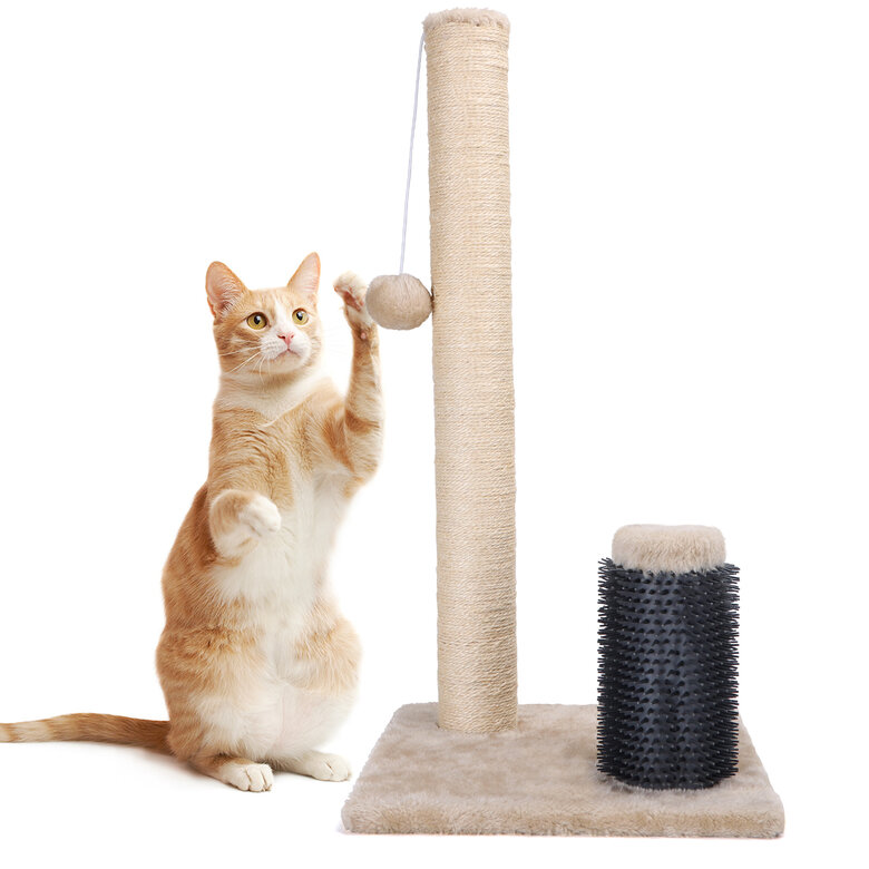 Nobleza Rascador para Gatos, Poste de Rascador para Gatos, Cuerda de Sisal Natural con Bolas Juguete y Peine de Silicona para Gatos., , large image number null