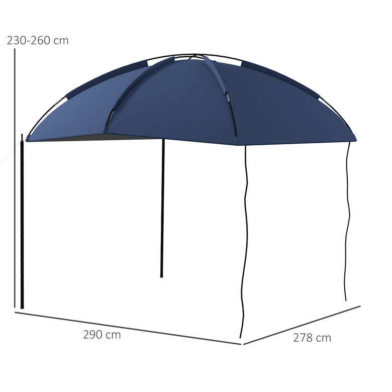 Outsunny Toldo para Coche Toldo para Camping con Altura Ajustable y Bolsa de Transporte Impermeable Anti-UV para Picnic Playa 290x278x230-260 cm Azul Oscuro, , large image number null