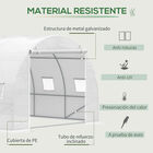 Outsunny Invernadero de Túnel 6x3x2 m con Puerta Enrollable 12 Ventanas Cubierta de PE 140 g/m² y Metal Galvanizado para Cultivos Plantas Verduras Blanco, , large image number null