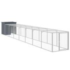 vidaXL Gallinero con corral acero galvanizado gris para gallina, , large image number null