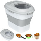 PawHut Contenedor de Comida para Perros Plegable 25L Contenedor de Pienso con Ruedas Taza Medidora Cuenco Plegable y Cuchara Contenedor de Comida para Mascotas Gatos Gris, , large image number null