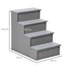 PawHut Escalera para Perros de 4 Peldaños Escalera para Mascotas Escalones para Perros Gatos con Acolchados Desmontables Carga 30 kg para Cama Sofá 40x59x54,2 cm Gris, , large image number null