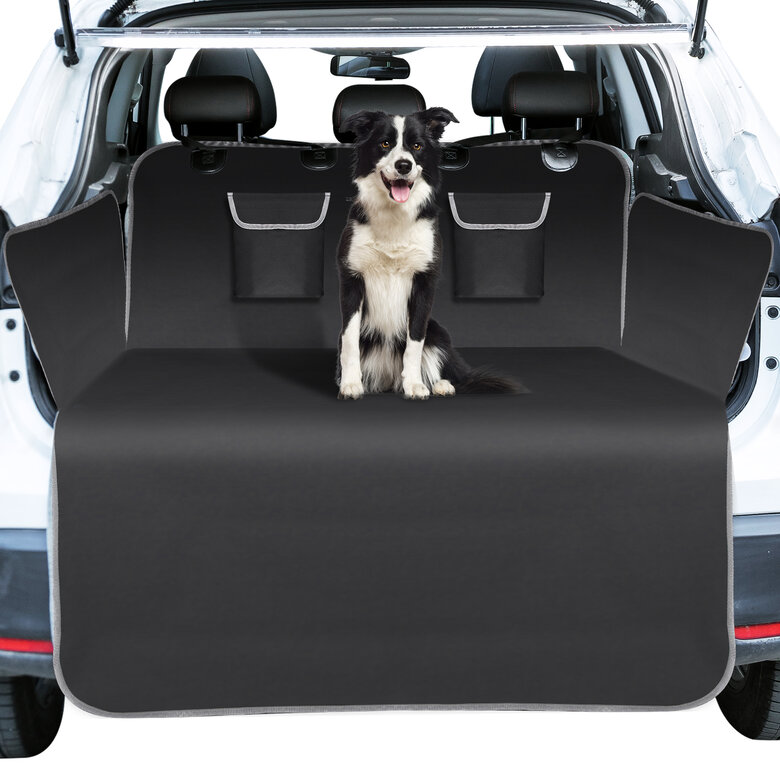 Nobleza Funda Coche Perro, 185 x 105 cm Universal Funda Maletero Coche Perros, Funda Asiento Coche Perro con 2 x Bolsillos de Almacenamiento y Solapas de Parachoques, Impermeable y Antiincrustante, , large image number null