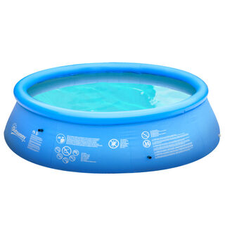 Outsunny Piscina hinchable redonda azul para adultos y niños con inflador de mano