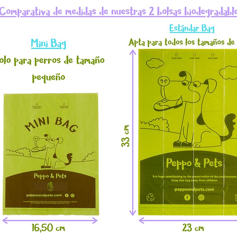 Peppo and Pets- 360 MINI Bolsas biobasadas para recoger cacas de perro pequeñas-Muy resistentes-Aroma a lavanda, , large image number null