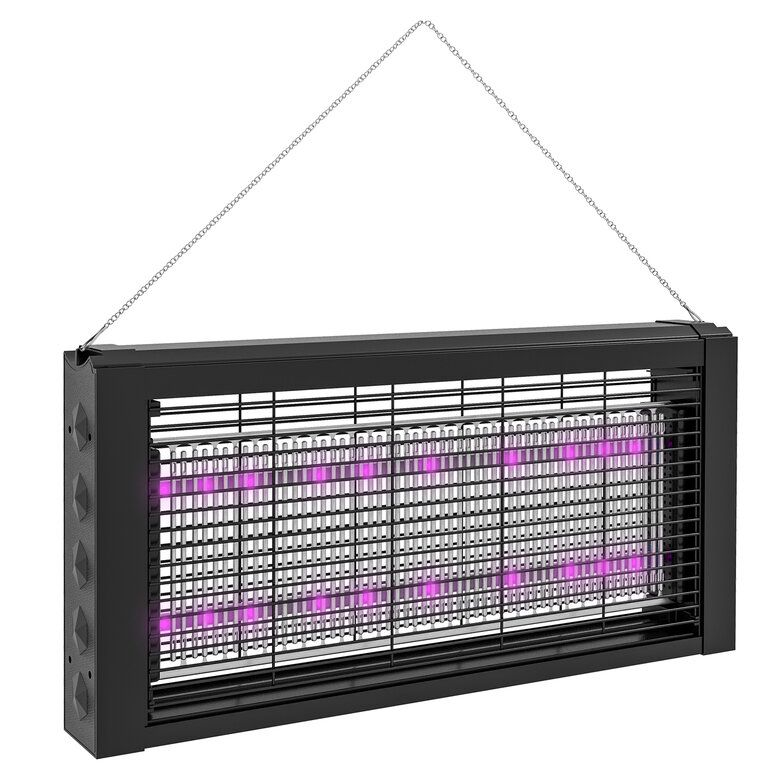 HOMCOM Lámpara Antimosquitos con Luces LED Mata Mosquitos Eléctrico Efecto 60 m² para Interior Dispositivo de Suspensión o Independiente 49x6x25 cm Negro, , large image number null