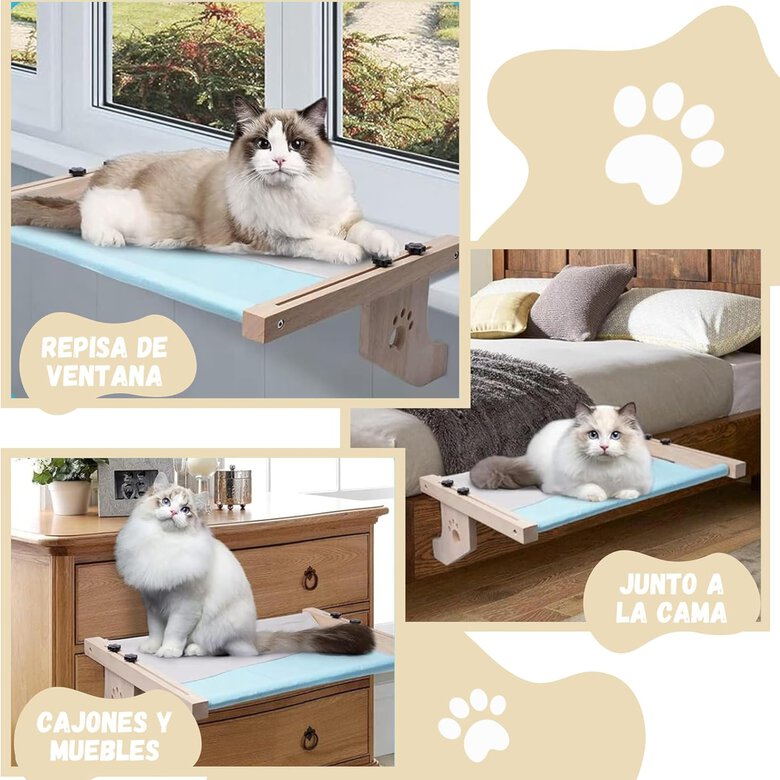 EL ÁTICO PETS Hamaca Gato Ventana. Uso Colgante a 2 Patas o en Suelo con 4 Patas. Cama Gato Radiador. Hamaca Ventana Gato. Cama para Gatos Grande. Cat Bed. Camita para Gatos, , large image number null