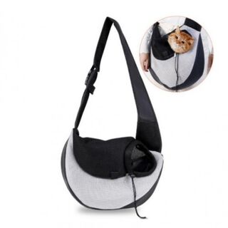 Bolso bandolera para perro y gato color Negro y Gris