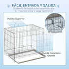 PawHut Jaula Plegable para Perros Perrera Metálica 61x43x50 cm Jaula Metálica para Perros con Bandeja Extraíble y 2 Puertas con Pestillo Blanco, , large image number null