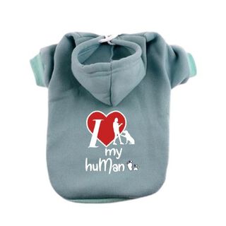 Sudadera I Love My Humman para perros color Celeste