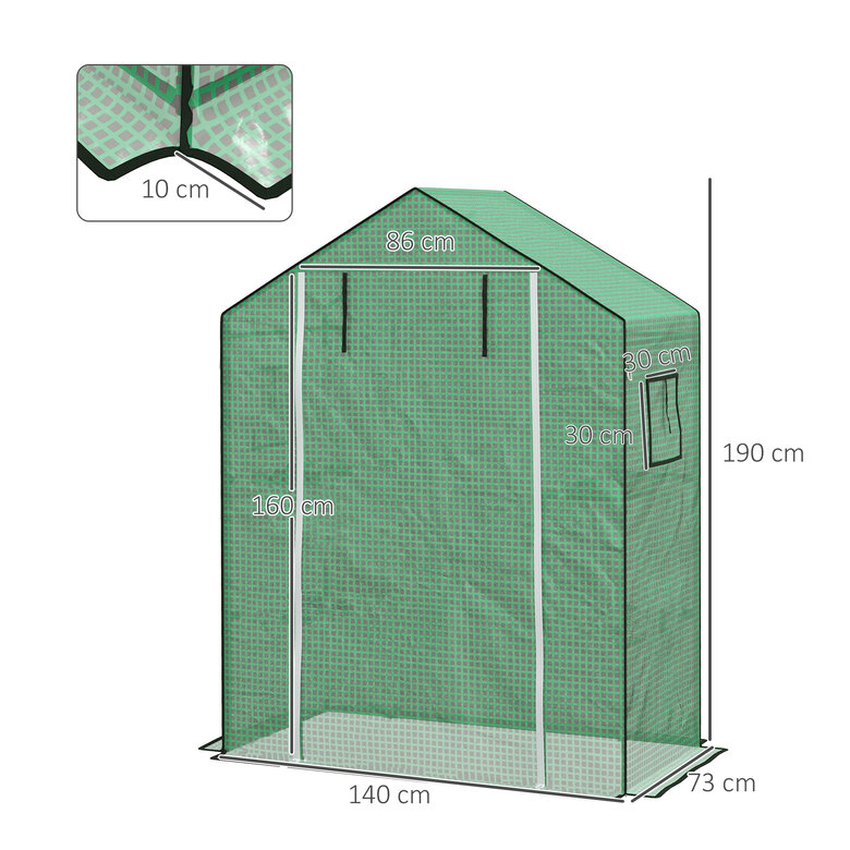 Outsunny Cubierta de Invernadero 140x73x190 cm Cubierta de Repuesto de Invernadero con Ventana Puerta con Cremallera Anti-UV Protección de Plantas para Jardín Verde, , large image number null