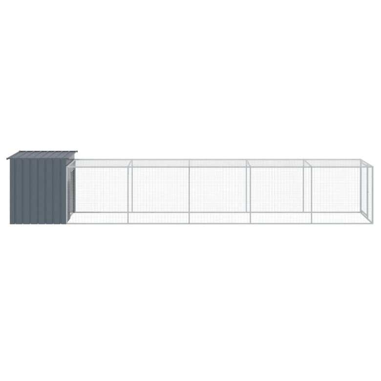 vidaXL Gallinero con corral acero galvanizado gris para gallina, , large image number null