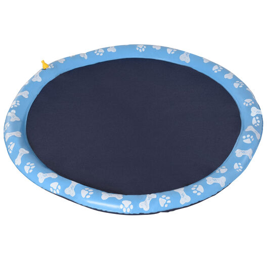 PawHut Splash Pad 170 cm Aspersor de Juegos de Agua con Rociador Tapete de Salpicaduras Piscina de Verano Portátil para Mascotas Perros Azul, , large image number null