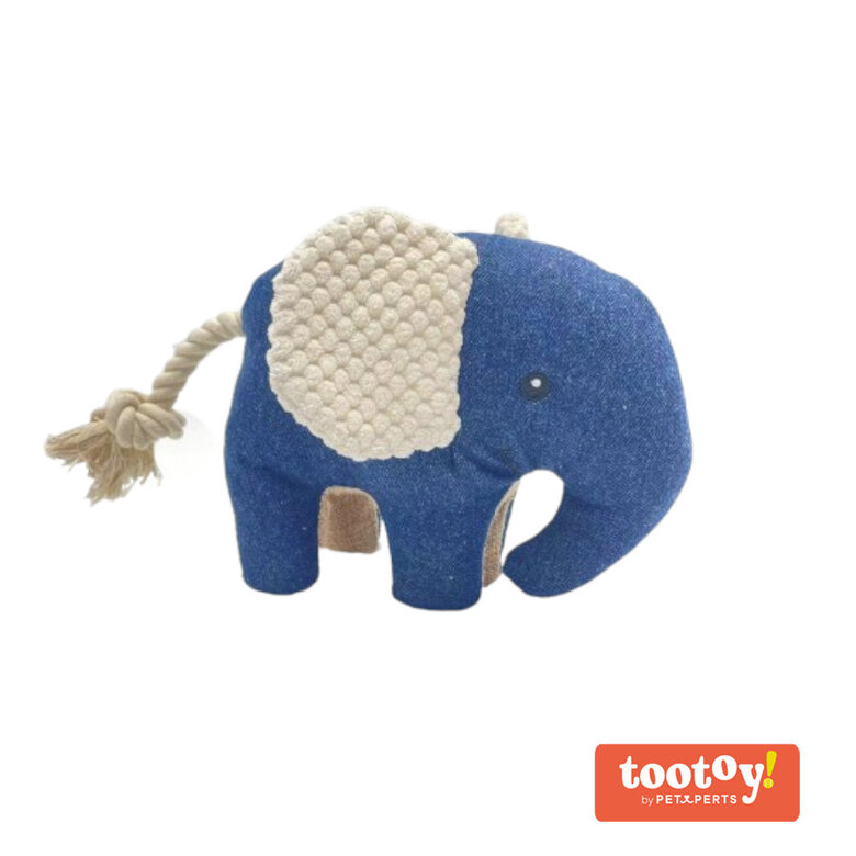 Tootoy! Comfort Denim Elephant peluche con sonido para perros, , large image number null