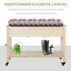 Outsunny Huerto Urbano Mesa de Cultivo 118x55x83 cm Elevado de Madera con Estante Tela Geotextil Ruedas con Frenos Portátil para Cultivo en Jardín Terraza Color Natural, , large image number null