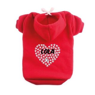 Sudadera Corazón huellas para perros color Rojo