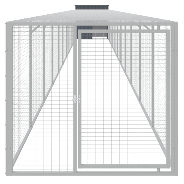 vidaXL Gallinero con corral acero galvanizado gris para gallina, , large image number null