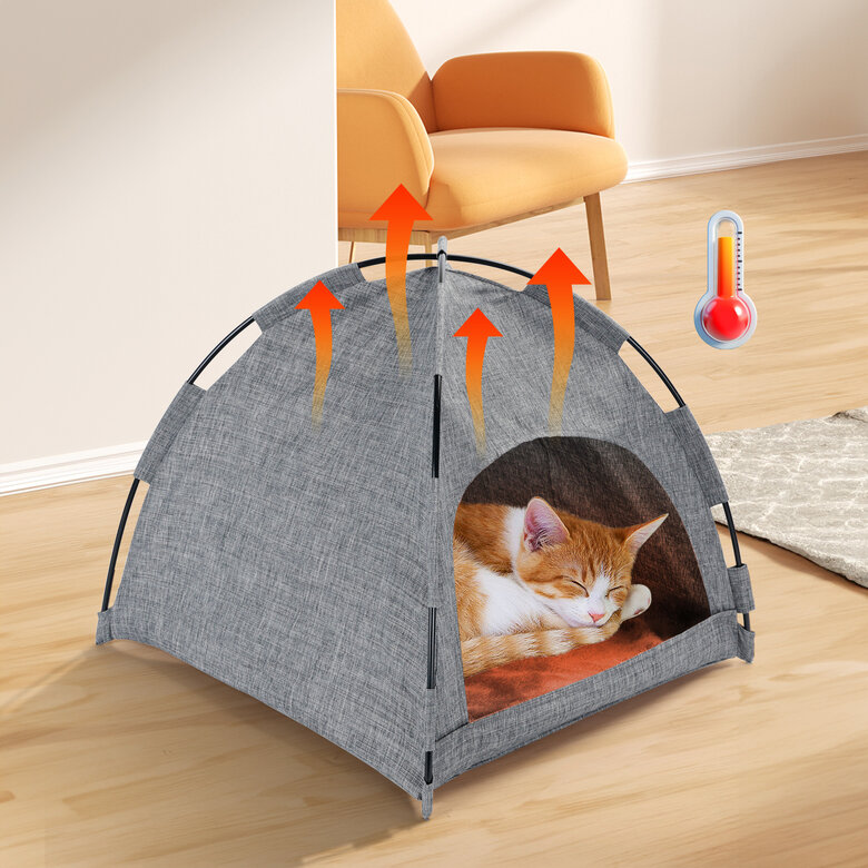 Nobleza Cama para Gatos y Perros, Cueva Mediana Lavable con Cojín Extraíble, Casa para Mascotas, Ideal para Uso en Exteriores e Interiores, , large image number null