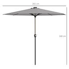 Outsunny Sombrilla de Jardín Ø265x240 cm Parasol de Terraza con Luces LED Solares Manivela e Impermeable para Piscina Patio Gris Claro, , large image number null