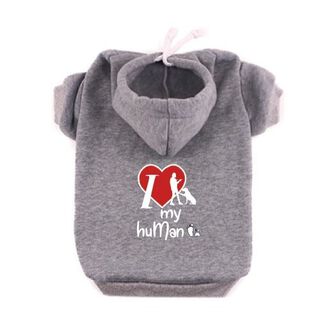 Sudadera I Love My Humman para perros color Gris