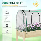 Outsunny Huerto Urbano Elevado de Madera 121x55x117 cm con Cubierta de Protección Mesa de Jardinera para Cultivo Flores Vegetales en Jardín Terraza Color Natural, , large image number null