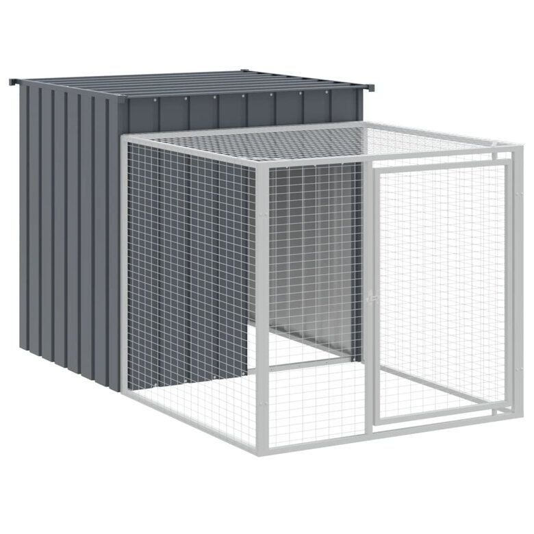 vidaXL Gallinero con corral acero galvanizado gris para gallina, , large image number null