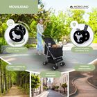 Mobiclinic Carrito para perros Ruedas con freno y 360º 3 accesos Con toldo Cesta almacenaje y portavasos Negro, , large image number null