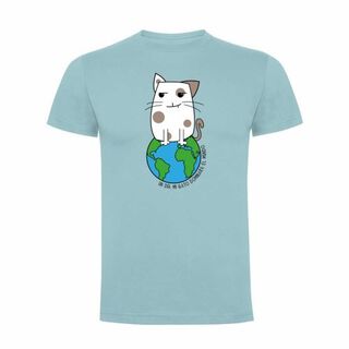 Camiseta hombre "Un día mi gato dominará el mundo" color Azul