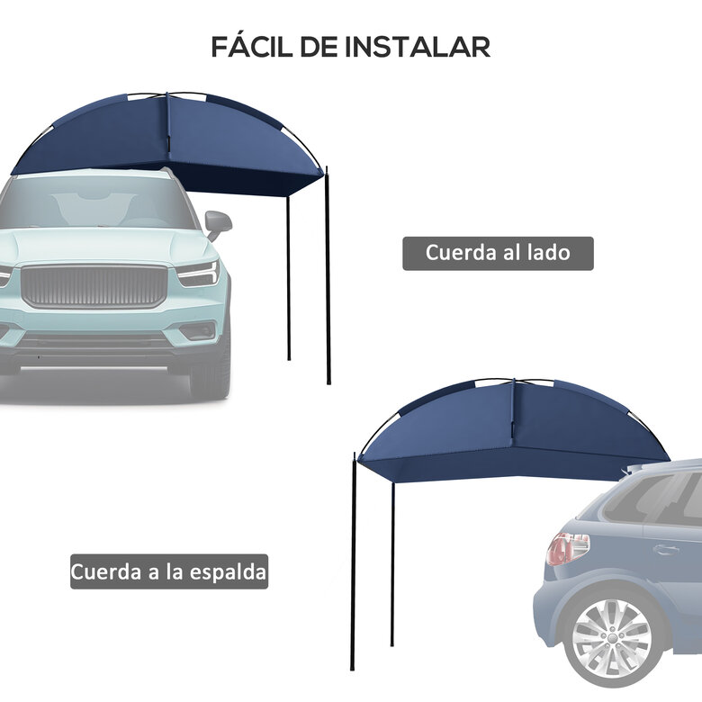 Outsunny Toldo para Coche Toldo para Camping con Altura Ajustable y Bolsa de Transporte Impermeable Anti-UV para Picnic Playa 290x278x230-260 cm Azul Oscuro, , large image number null