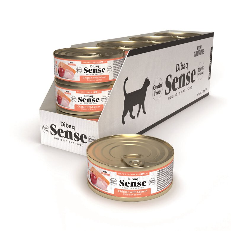 Dibaq Sense Cat Pollo y Salmón con Manzana (12uds x 70g), , large image number null