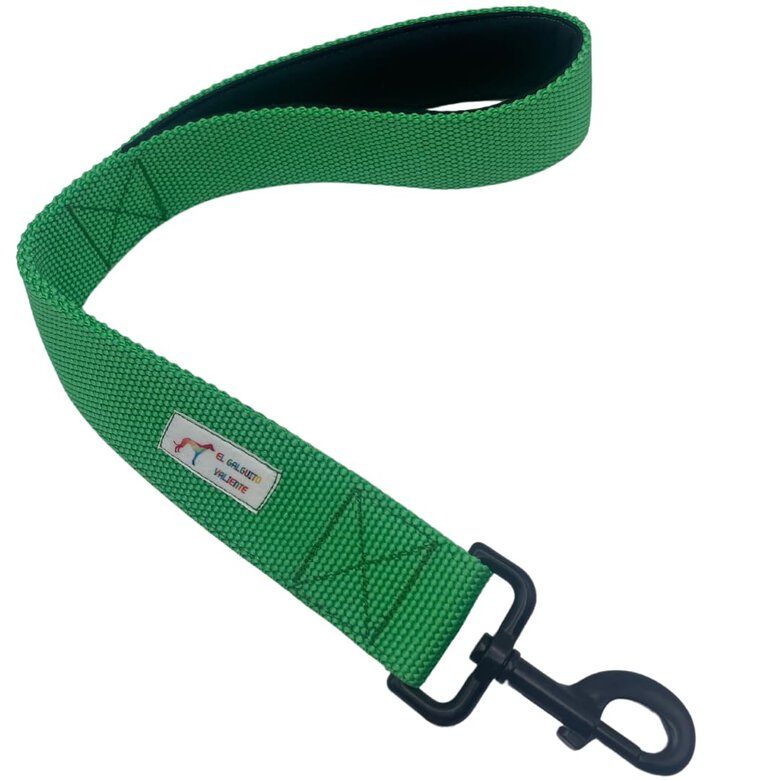 EGV - Correa corta perro 4cm ancho, asa neopreno y mosquetón reforzado. 50cm longitud. (Verde), , large image number null