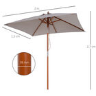 Outsunny Sombrilla de Jardín 200x150x235 cm Parasol de Jardín Rectangular con Ángulo Ajustable Anti-UV Impermeable y Poste de Madera para Playa Patio Exterior Gris, , large image number null