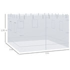 Outsunny 4 Paredes Laterales para Carpa 300x195 cm Mosquitera para Cenador con 6 Ventanas Enrollable Puerta con Cremallera y Bolsa de Transporte Blanco, , large image number null