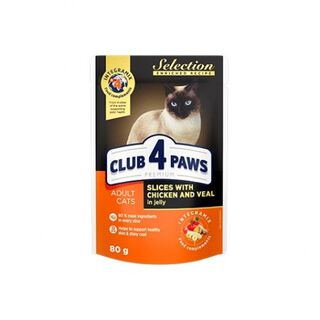 Club 4 Paws Pienso húmedo para gatos Pollo y Ternera en gelatina